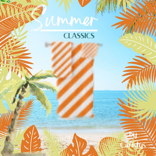 Conjunto De Toalhas Laranja e branco riscados (Criador carregado)