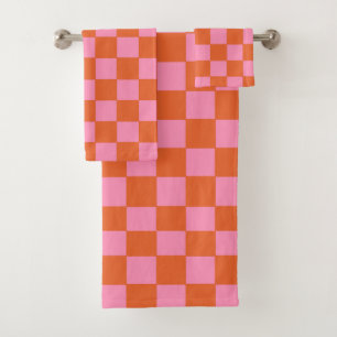 Conjunto De Toalhas Laranja e Rosa Verificados