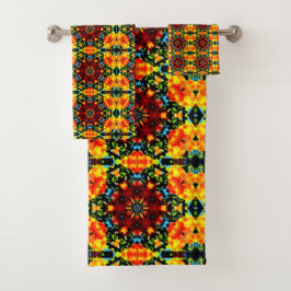 Conjunto De Toalhas Laranja Floral