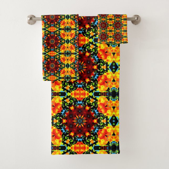 Conjunto De Toalhas Laranja Floral (Insitu)