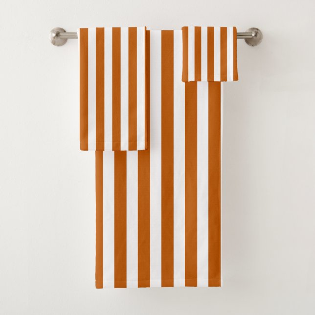 Conjunto De Toalhas Laranja queimada e faixas brancas de doces (Insitu)
