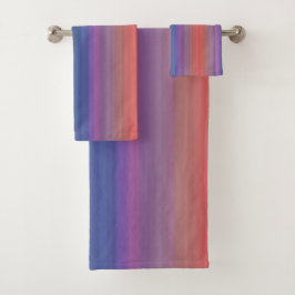 Conjunto De Toalhas Laranja Roxo e Blue Stripes Abstrato