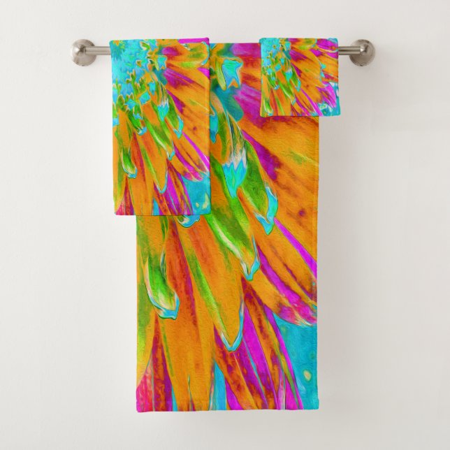 Conjunto De Toalhas Laranja Tropical e Dália Rosa Quente (Insitu)