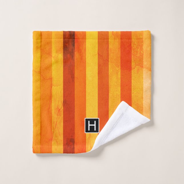 Conjunto De Toalhas Laranja Vermelho Laranja Quente Monograma (Pano de lavar)