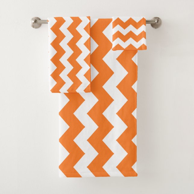 Conjunto De Toalhas Laranja Zigzag Striped (Insitu)