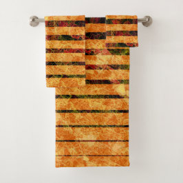 Conjunto De Toalhas Laranjas estranhas e quadrados pequenos em linhas