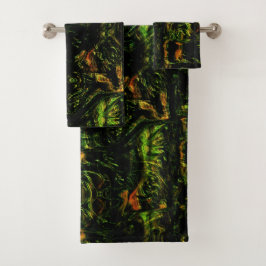 Conjunto De Toalhas Latido de árvore sob vidro martelado verde