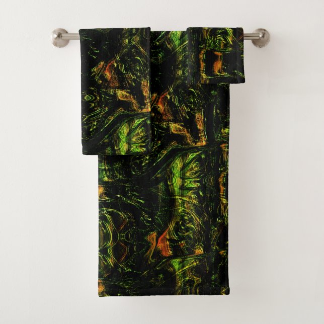 Conjunto De Toalhas Latido de árvore sob vidro martelado verde (Insitu)