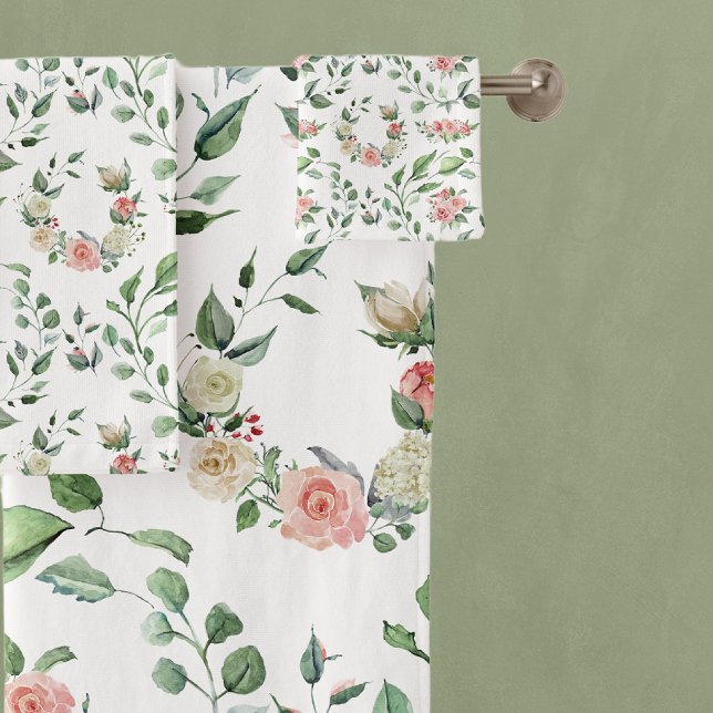 Conjunto De Toalhas Laureles Brancos Modernos e Rosa Rosa Rosa (Criador carregado)