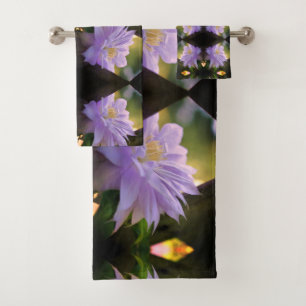 Conjunto De Toalhas Lavanda Clematis Flower Em Trellis Abstrato