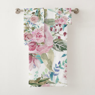 Conjunto De Toalhas Lavanda cor-de-rosa chique da cerceta do país do