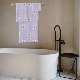 Conjunto De Toalhas Lavanda de Arte Fractal Roxa Dourada Roxa