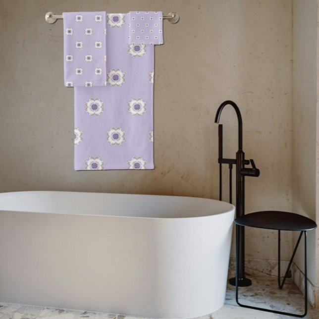 Conjunto De Toalhas Lavanda de Arte Fractal Roxa Dourada Roxa (Criador carregado)