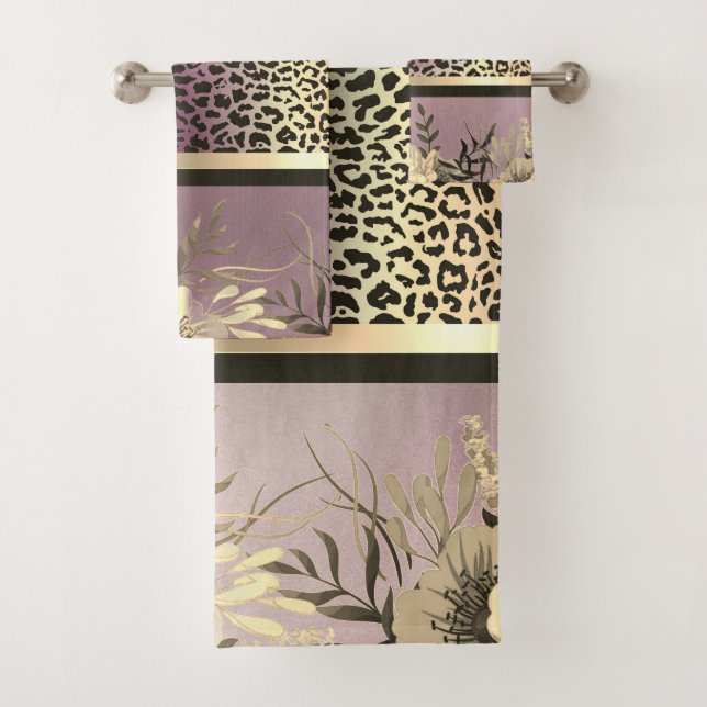 Conjunto De Toalhas Lavanda Dourada Safari Floral (Insitu)