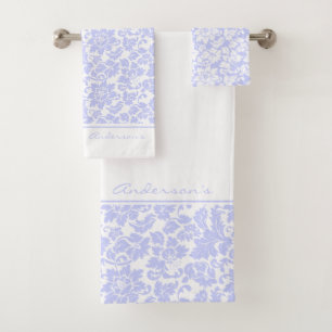 Conjunto De Toalhas Lavanda E Damasco Branco