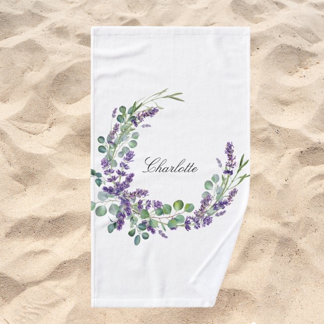 Conjunto De Toalhas Lavanda eucalyptus greenery name script (Criador carregado)