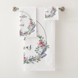 Conjunto De Toalhas Lavanda Eucalyptus rosas rosa-d'água