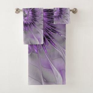 Conjunto De Toalhas Lavanda Flor Sonho Moderno Abstrato de Arte Fracta