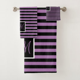 Conjunto De Toalhas Lavanda inicial personalizada e faixa preta