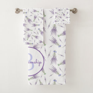 Conjunto De Toalhas Lavanda Padrão do Pacote Flor Monograma do Arco R