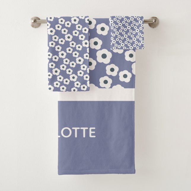 Conjunto De Toalhas Lavanda Personalizada Padrão Retroativo Moderno (Insitu)