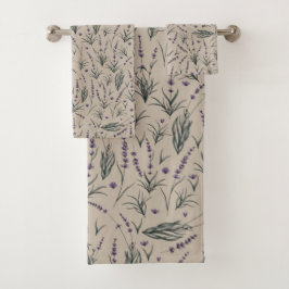Conjunto De Toalhas Lavender Botanical Bathroom Towel Set
