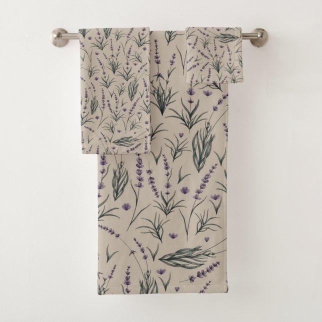 Conjunto De Toalhas Lavender Botanical Bathroom Towel Set (Insitu)
