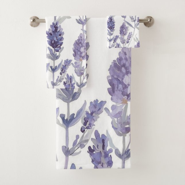 Conjunto De Toalhas Lavender Fields | Purple Watercolor Flower Pattern (Insitu)
