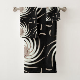 Conjunto De Toalhas LavíciaSobre Abstrato de Arte Negra De Flor Branc