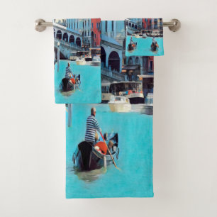 Conjunto De Toalhas ldp VENICE - gondolas - rialto -