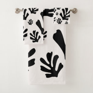 Conjunto De Toalhas Le Jardin 02 Folhas Brancas Negras Botânicas