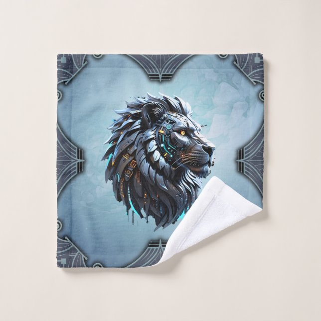 Conjunto De Toalhas Leão cibernético Fusão de energia e tecnologia (Pano de lavar)