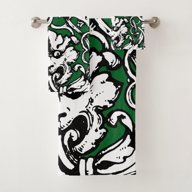 Conjunto De Toalhas Leão Knotwork do Século 20 inicial (Insitu)