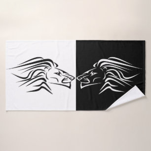 Conjunto De Toalhas Leão - preto & branco