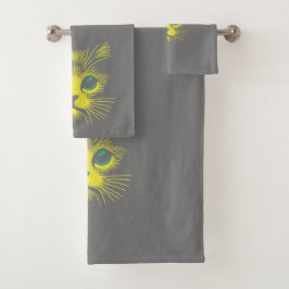 Conjunto De Toalhas Lebhaftes Grünes Katzenauge Muster