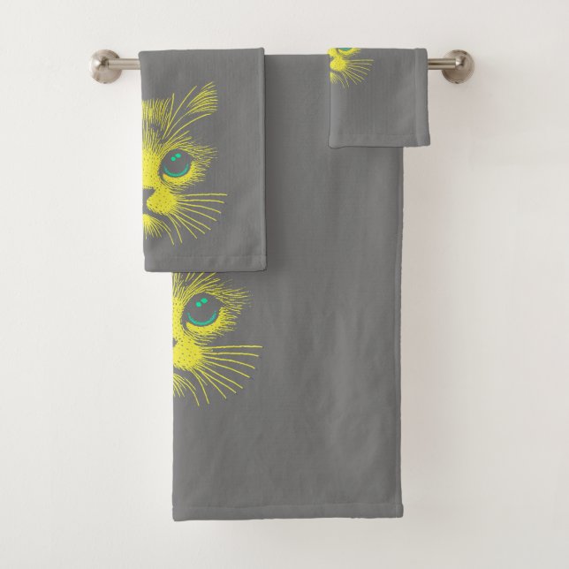 Conjunto De Toalhas Lebhaftes Grünes Katzenauge Muster  (Insitu)