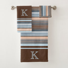 Conjunto De Toalhas Legal Chic Brown Slate Blue Cinza Stripes