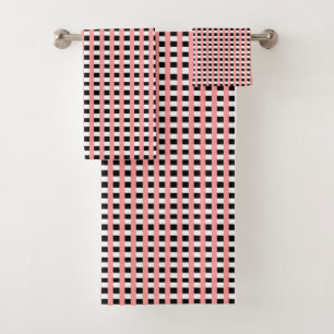 Conjunto De Toalhas Legal Gingham Pink Black and White Standard Design