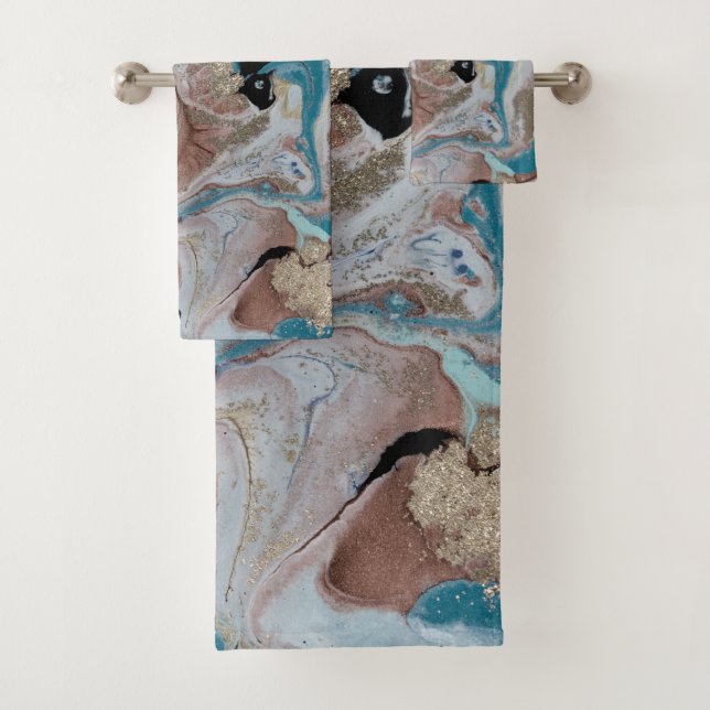 Conjunto De Toalhas Legal Textura Dourada de mármore (Insitu)