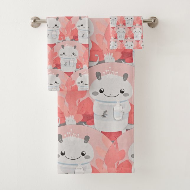Conjunto De Toalhas Leite de Bebendo Axolotl (Insitu)