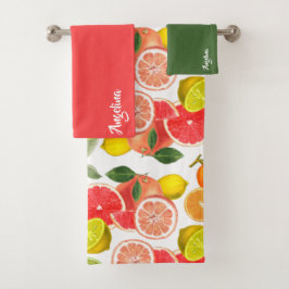 Conjunto De Toalhas Lemon green pink citrus Pattern name