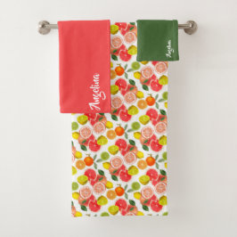 Conjunto De Toalhas Lemon green pink citrus Pattern name