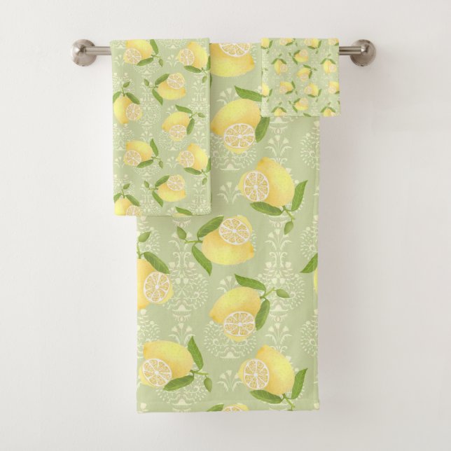 Conjunto De Toalhas Lemon Motif Love Green (Insitu)