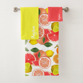 Conjunto De Toalhas Lemon pink yellow citrus Pattern name