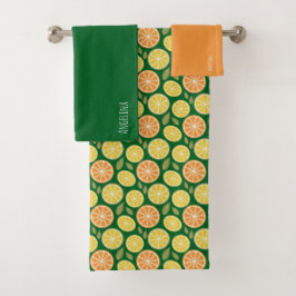 Conjunto De Toalhas Lemon yellow orange Pattern green name