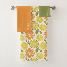 Conjunto De Toalhas Lemon yellow orange Pattern white name