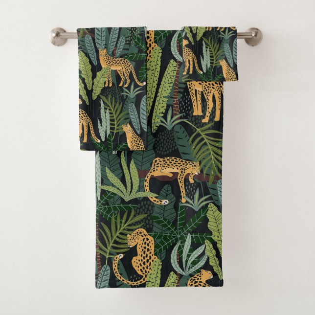 Conjunto De Toalhas Leopard Jungle Forest Illustration Seamless  (Insitu)