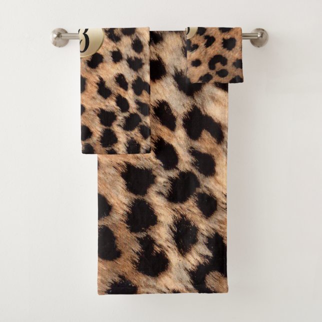 Conjunto De Toalhas Leopardo Cheetah Animal Print Chic Monograma (Insitu)