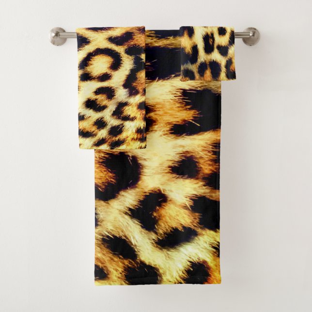 Conjunto De Toalhas Leopardo Cheetah Impressão Faux fur (Insitu)