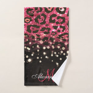 Conjunto De Toalhas Leopardo cor-de-rosa, impressão e diamantes